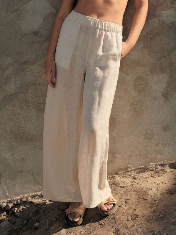 Natural 100% Linen Premium Wide Leg Trousers - 图片 5