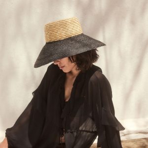 Natural /Black Drop Brim Hat