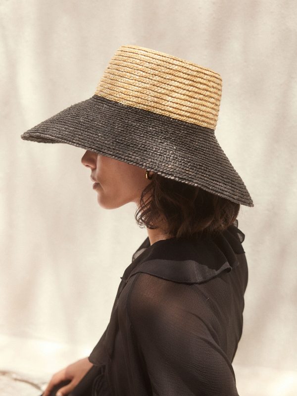 Natural /Black Drop Brim Hat - 图片 2