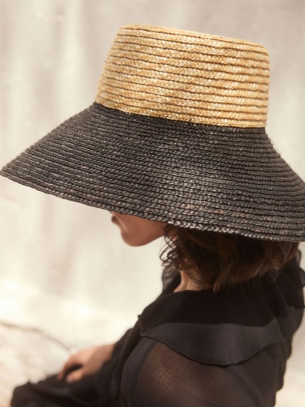 Natural /Black Drop Brim Hat - 图片 4
