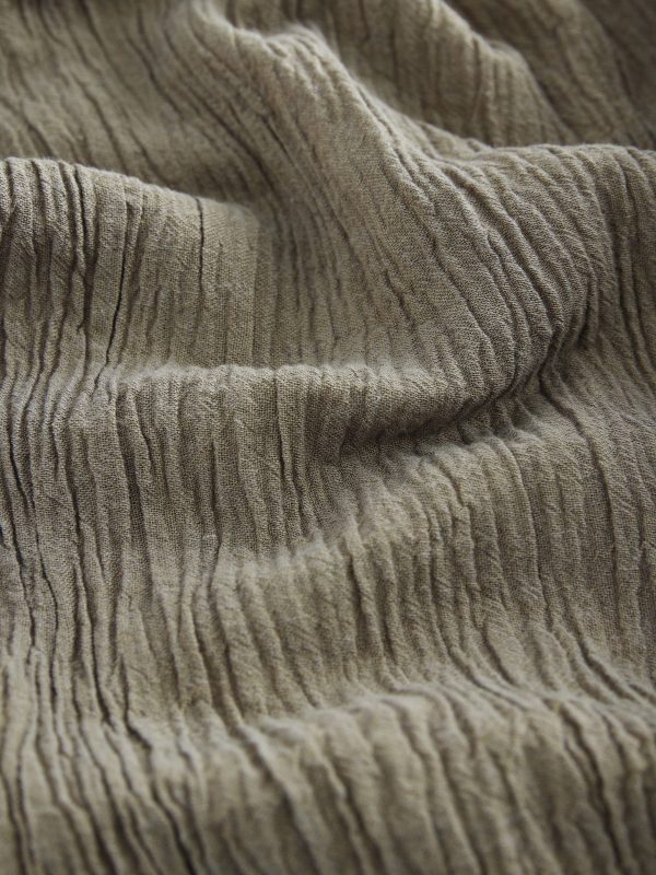 Green Wide Leg Textured Co-ord Trousers with Linen - 图片 8