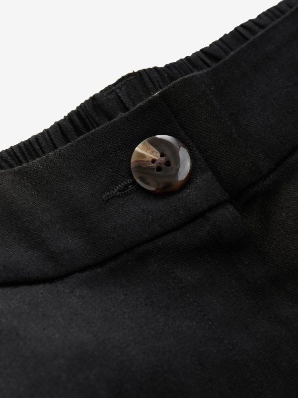 Black Elasticated Waist Barrel Leg Trousers with Linen - 图片 5