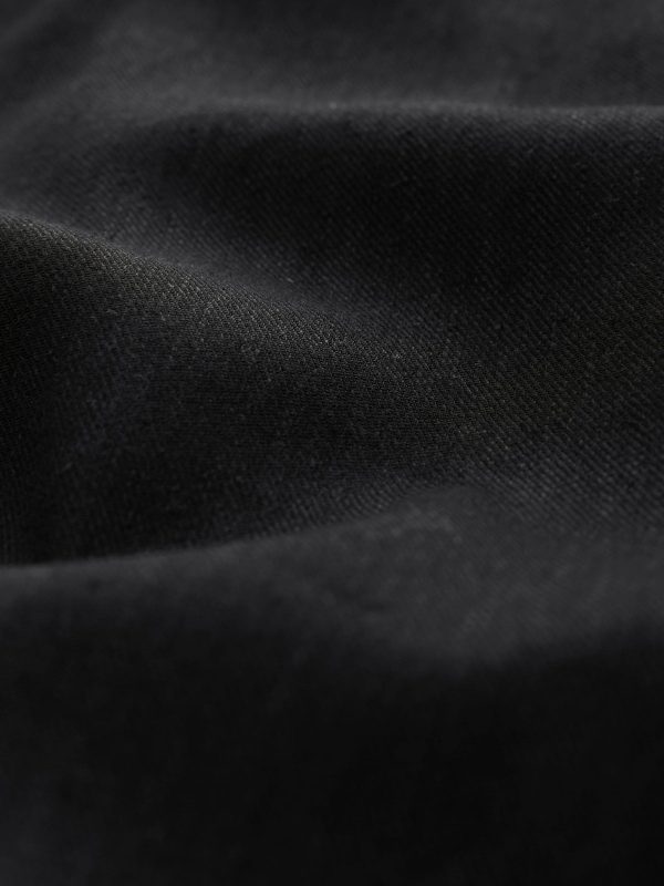 Black Elasticated Waist Barrel Leg Trousers with Linen - 图片 6