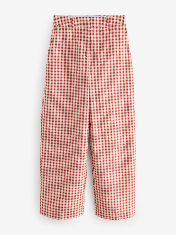 Red Gingham Check Relaxed Wide Leg Trousers - 图片 5