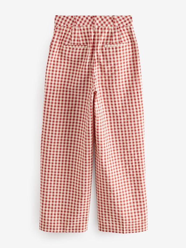 Red Gingham Check Relaxed Wide Leg Trousers - 图片 6