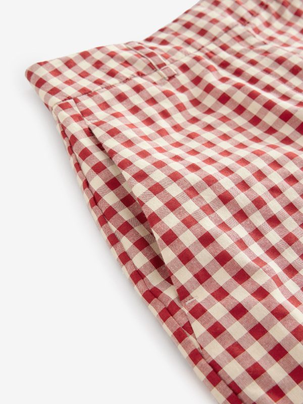 Red Gingham Check Relaxed Wide Leg Trousers - 图片 7