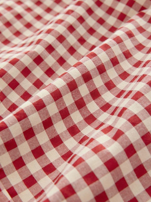 Red Gingham Check Relaxed Wide Leg Trousers - 图片 8