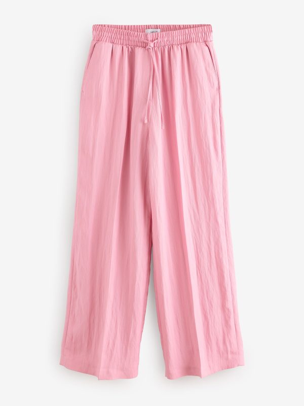 Pink Elasticated Tie Waist Wide Leg Trousers - 图片 7