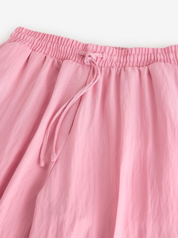 Pink Elasticated Tie Waist Wide Leg Trousers - 图片 9
