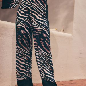 Black/Animal Wide Leg Trousers