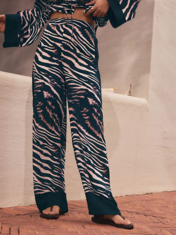 Black/Animal Wide Leg Trousers