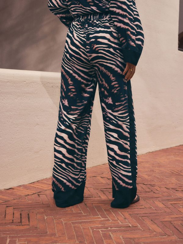 Black/Animal Wide Leg Trousers - 图片 4