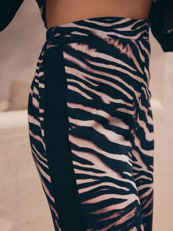 Black/Animal Wide Leg Trousers - 图片 5