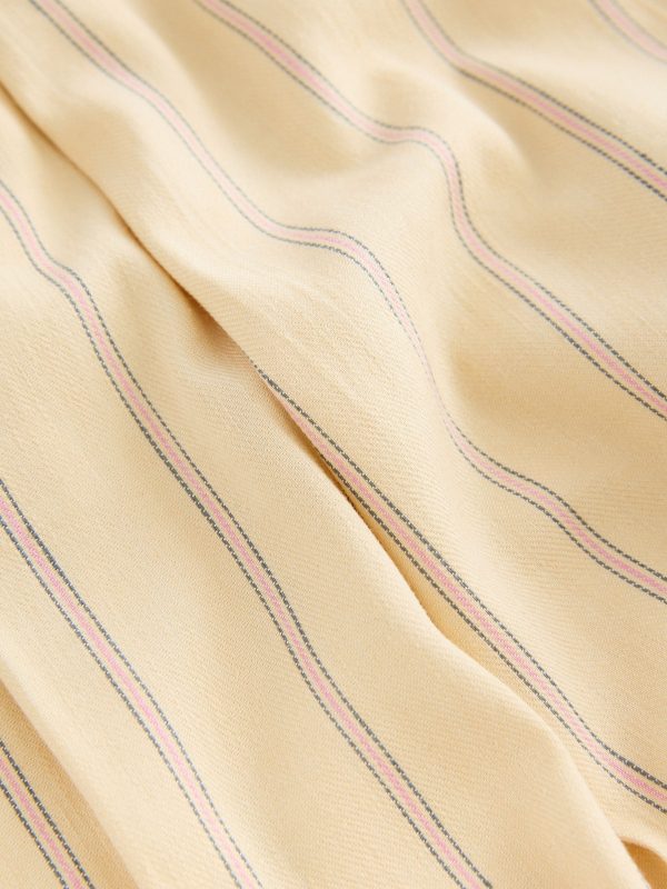 Yellow Striped Elastic Back Wide Leg Trousers with Linen - 图片 7