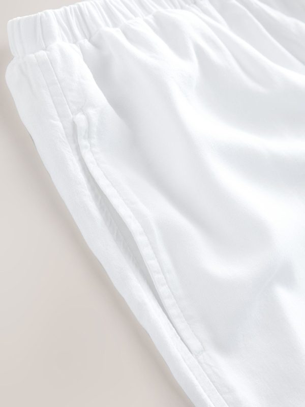 White Wide Leg Trousers with Linen - 图片 6
