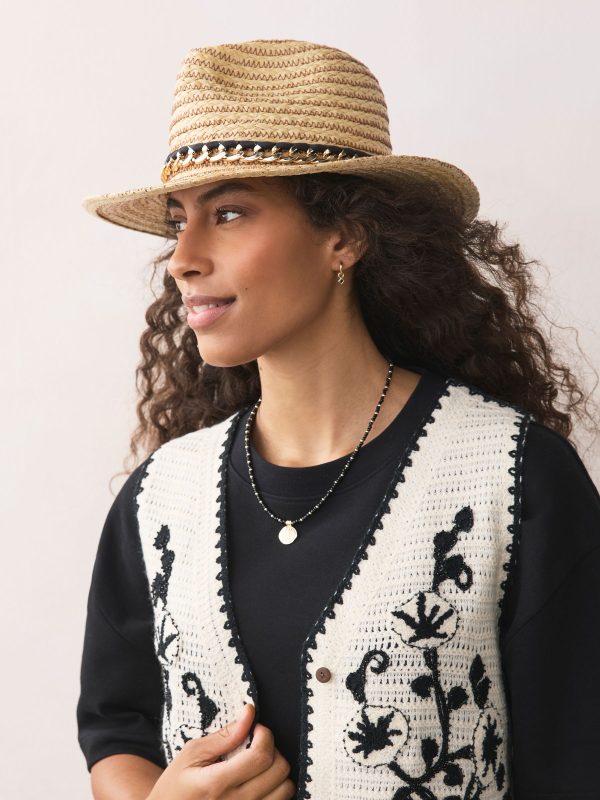 Neutral Chain Trim Panama Hat