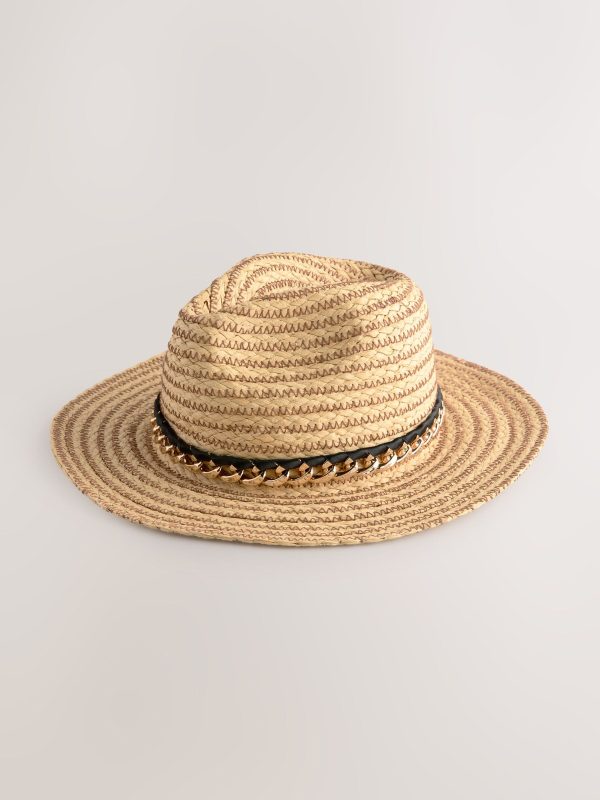 Neutral Chain Trim Panama Hat - 图片 2