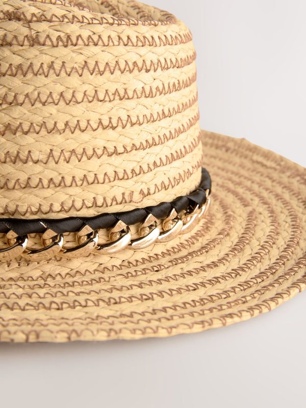 Neutral Chain Trim Panama Hat - 图片 4