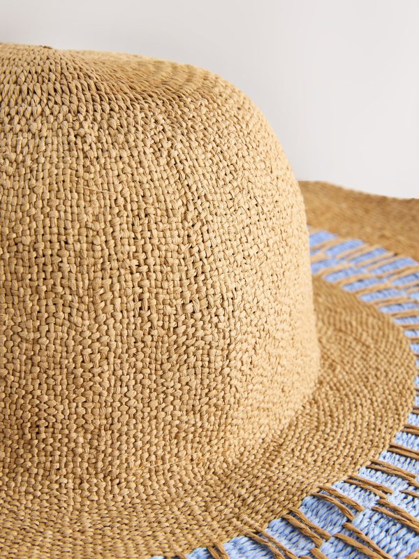 Natural/Blue Wide Brim Hat - 图片 7