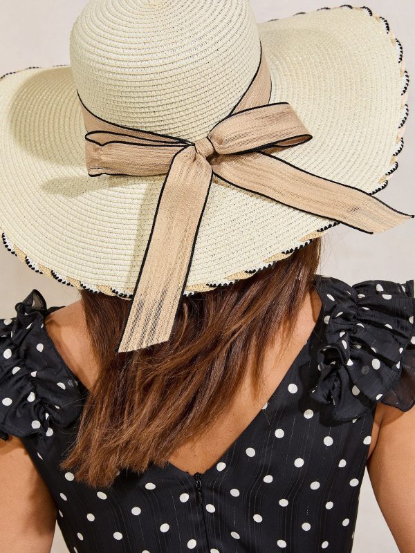 Natural Floppy Hat with Bow - 图片 2