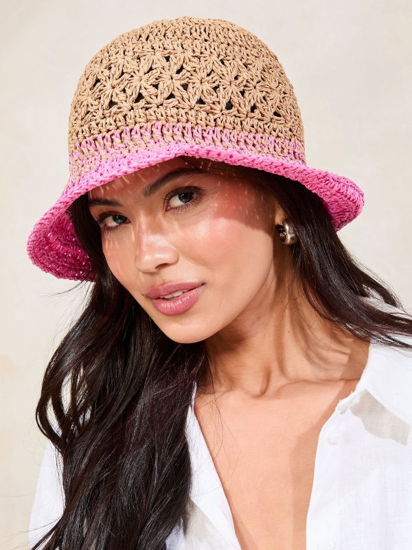 Pink Ombre Crochet Effect Bucket Hat