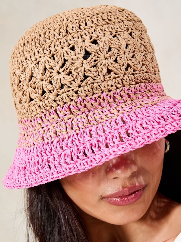 Pink Ombre Crochet Effect Bucket Hat - 图片 2