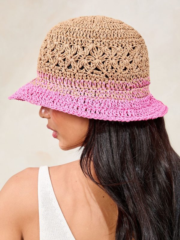 Pink Ombre Crochet Effect Bucket Hat - 图片 4