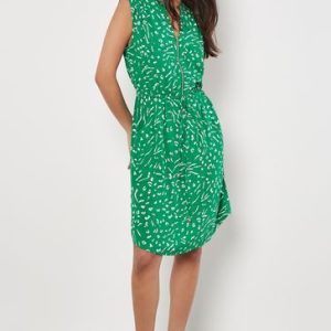 Green Zebra And Leopard Abstract Zip Dress