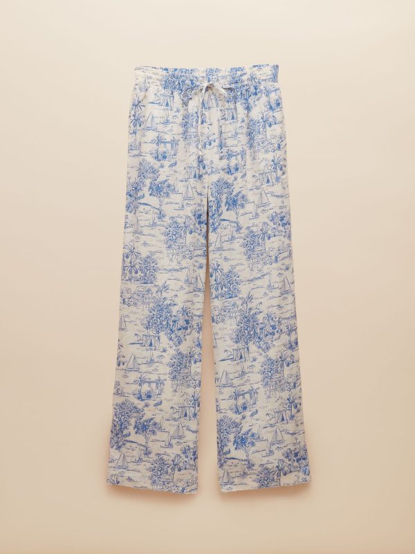 Blue Toile de Jouy Trousers with Linen - 图片 9