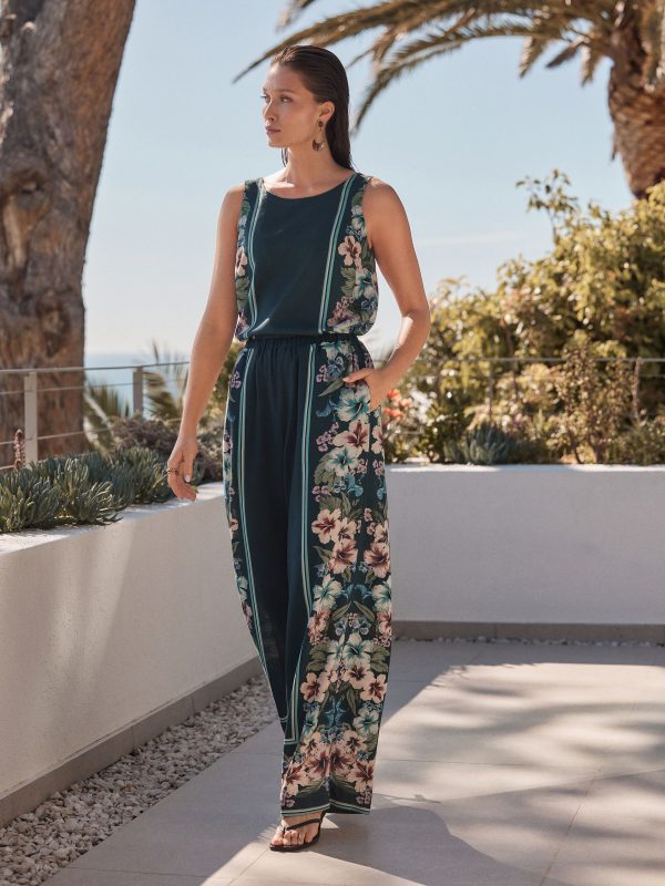 Green Wide Leg Trousers with Linen
