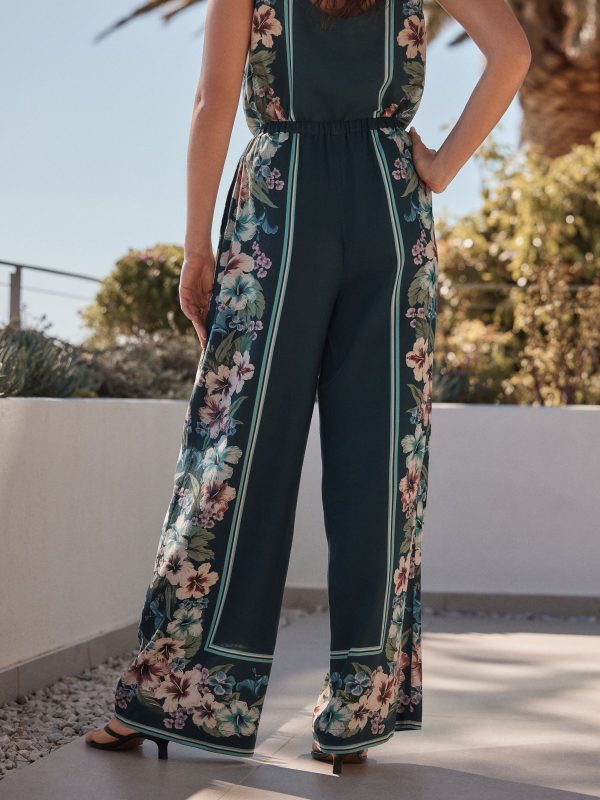 Green Wide Leg Trousers with Linen - 图片 3