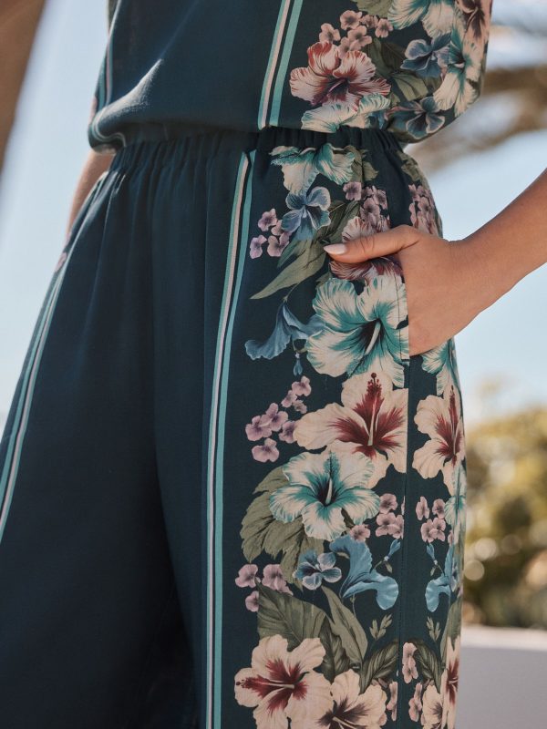 Green Wide Leg Trousers with Linen - 图片 4