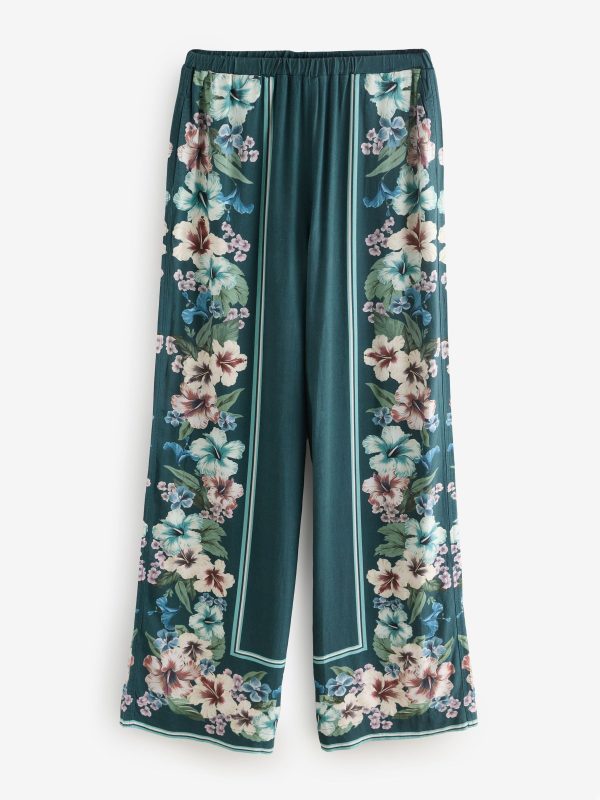 Green Wide Leg Trousers with Linen - 图片 5