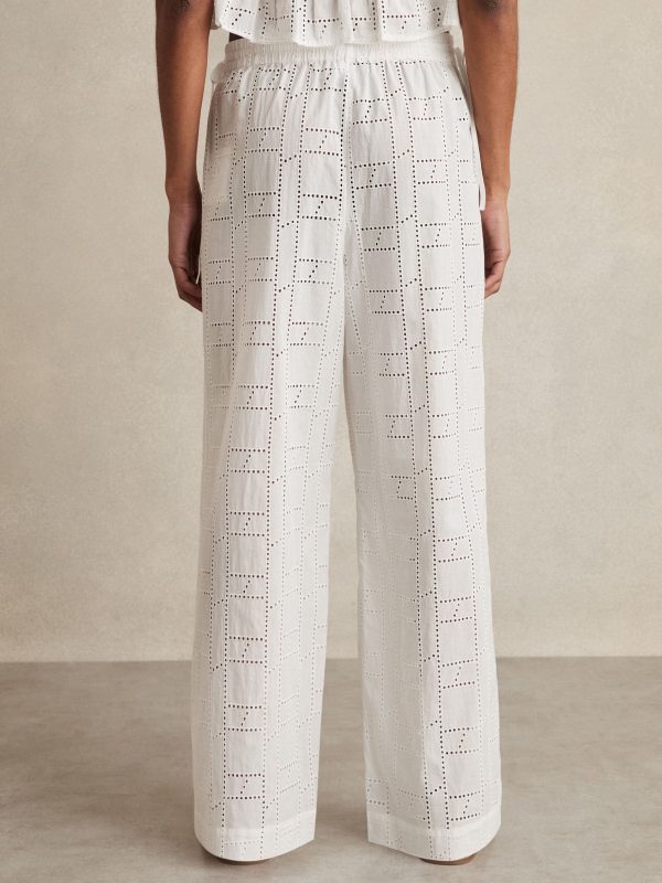 White Poppy Cotton Broderie Side-Tie Trousers - 图片 5