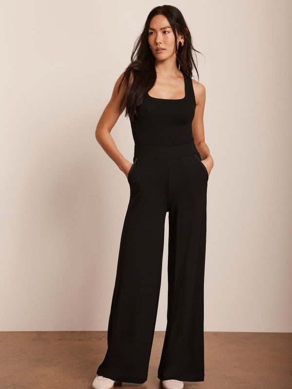 Black Palazzo Wide Leg Trousers - 图片 2