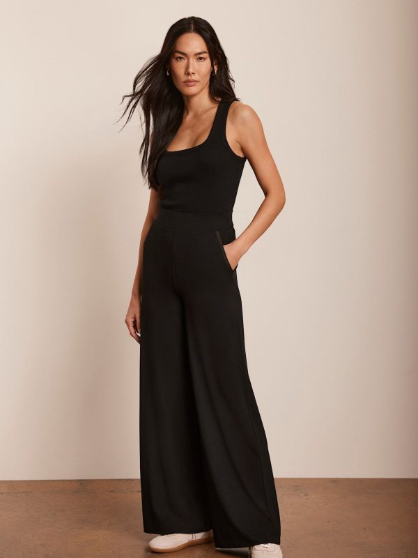Black Palazzo Wide Leg Trousers - 图片 5