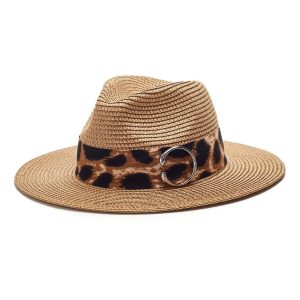 Natural Emilia Leopard Buckle Trim Hat