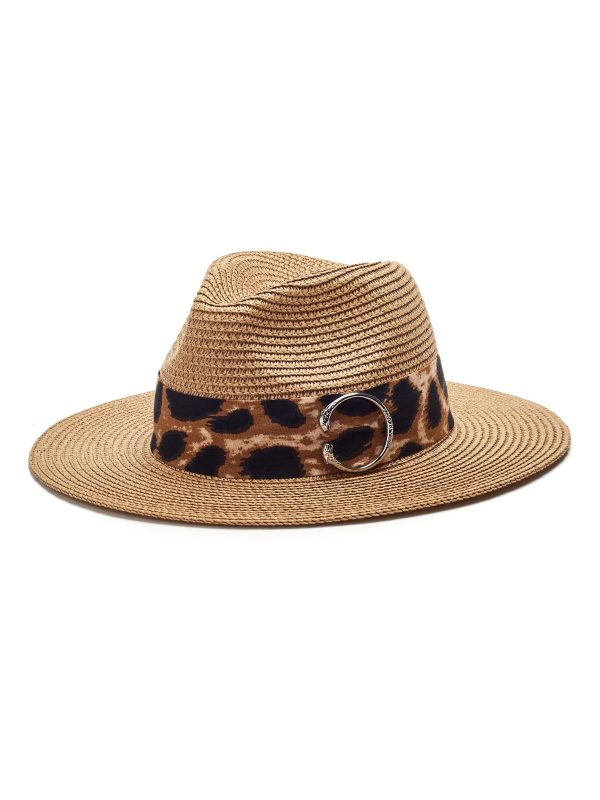 Natural Emilia Leopard Buckle Trim Hat